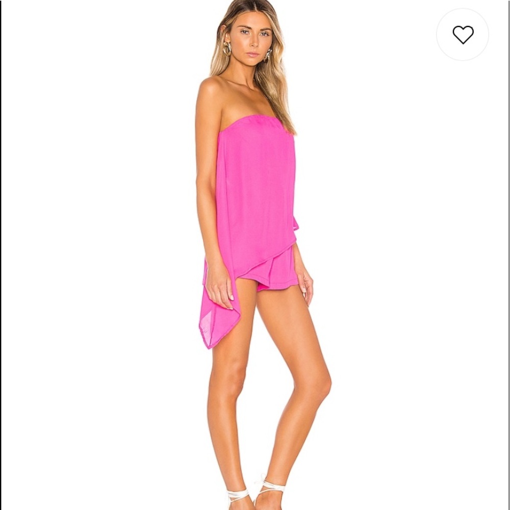 Jolie Strapless Romper in Hot Pink
